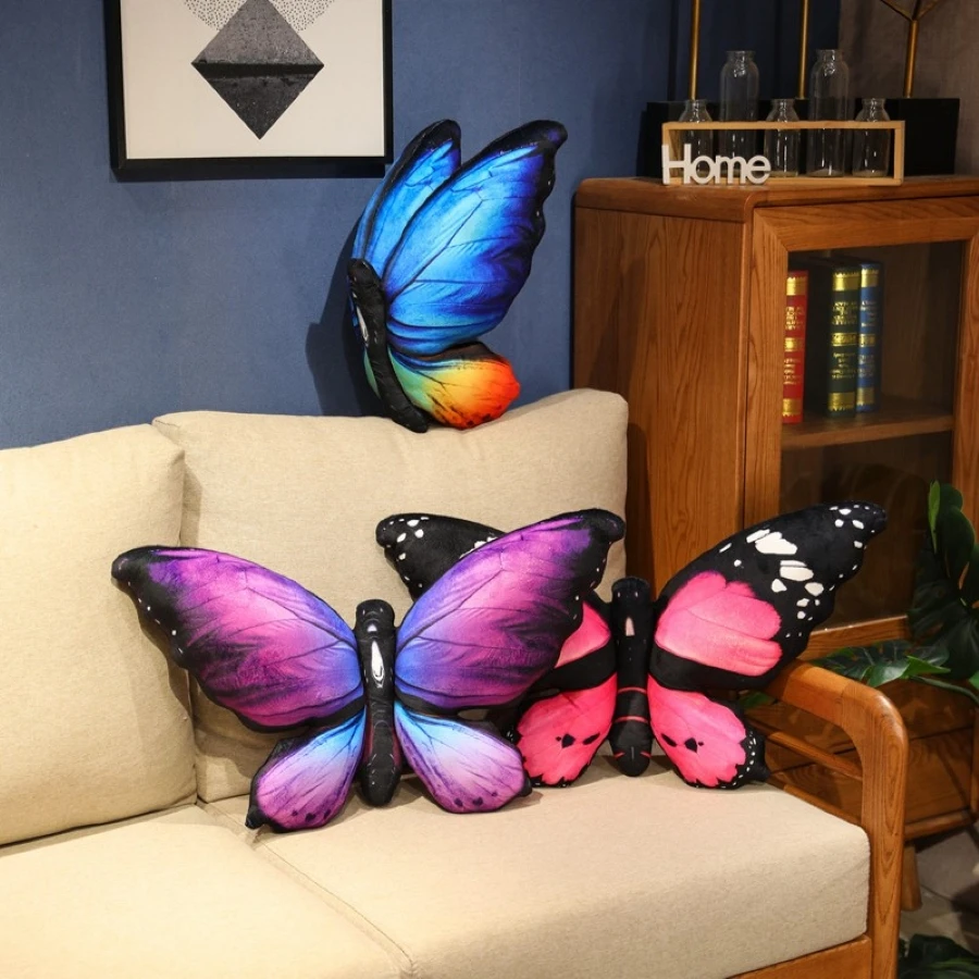 Colorful 3D Butterfly Pillow Decorative Animal Throw Pillows Print Accent Pillow Stuffed Cushion Bed Bedroom Couch Room Decor 3