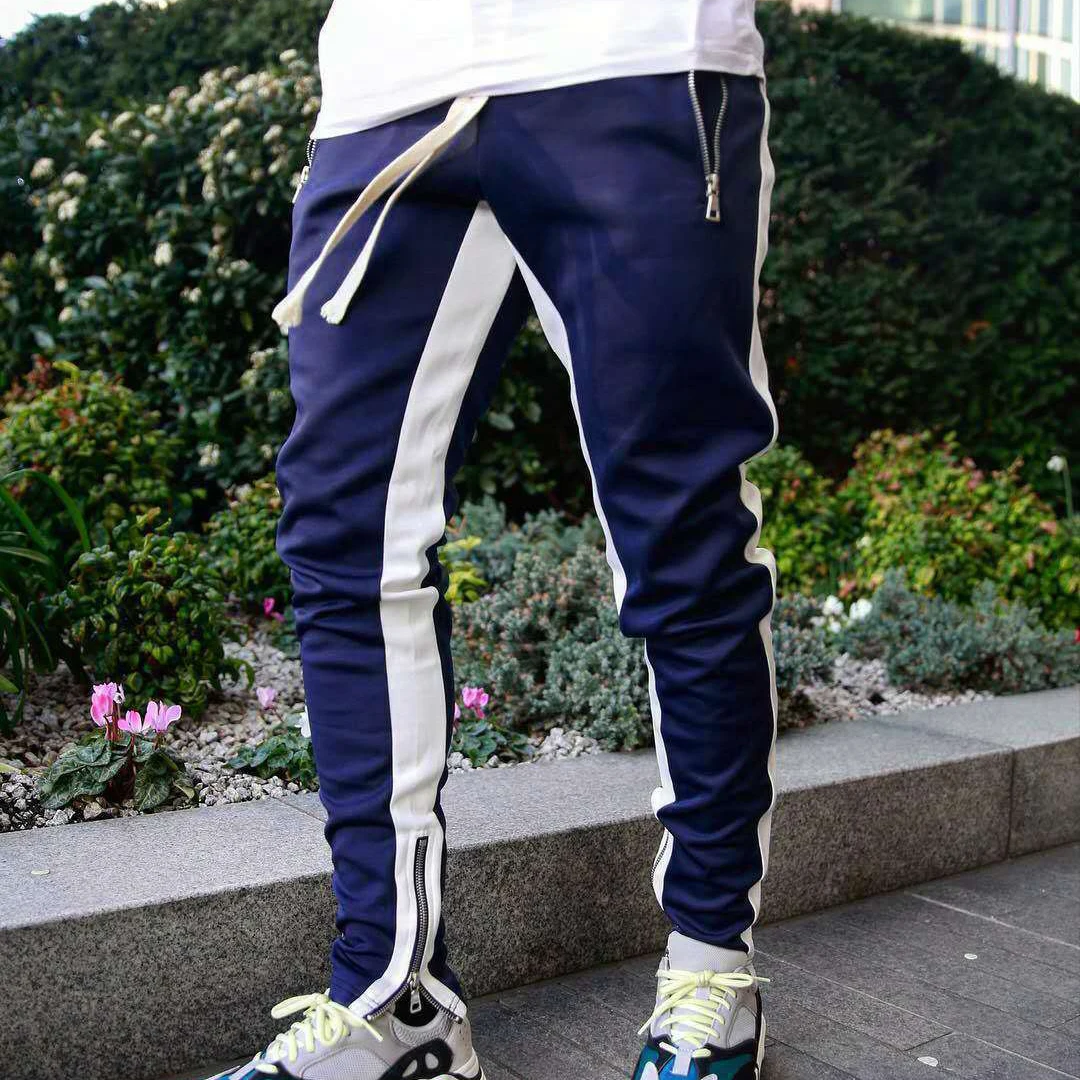 2023 new Mens Joggers Casual Pants Fitness Sweatpants Sports Track Pants Mens Zipper Drawstring Pants Black Gyms Trousers 5