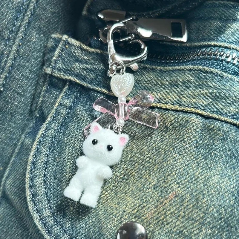 Y2K Fascino del telefono Fiocco blu Stella Portachiavi Ciondolo con perline Portachiavi Kawaii Borsa anti-smarrimento Catena Accessorio carino per gioielli da donna per ragazze  36