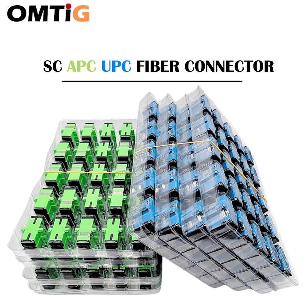 OMTiG SC APC UPC Adapter Connector 100-500PCS Simplex SM Single mode Plastic Fiber Optic Adapter Fiber Optic Adapter