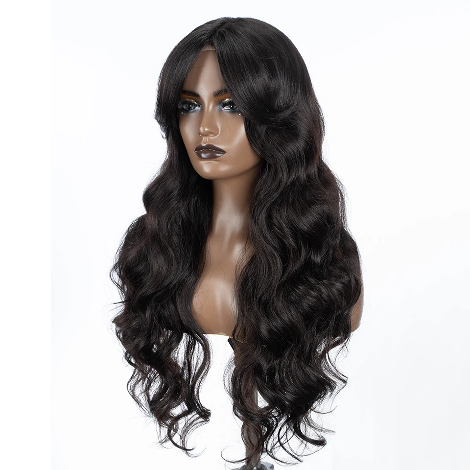 Synthetic Lace Wigs Black Women Long 28 inch Body Wave Wavy Middle Part Lace Wig Ombre Blonde Brown Cosplay Wigs lace front wig