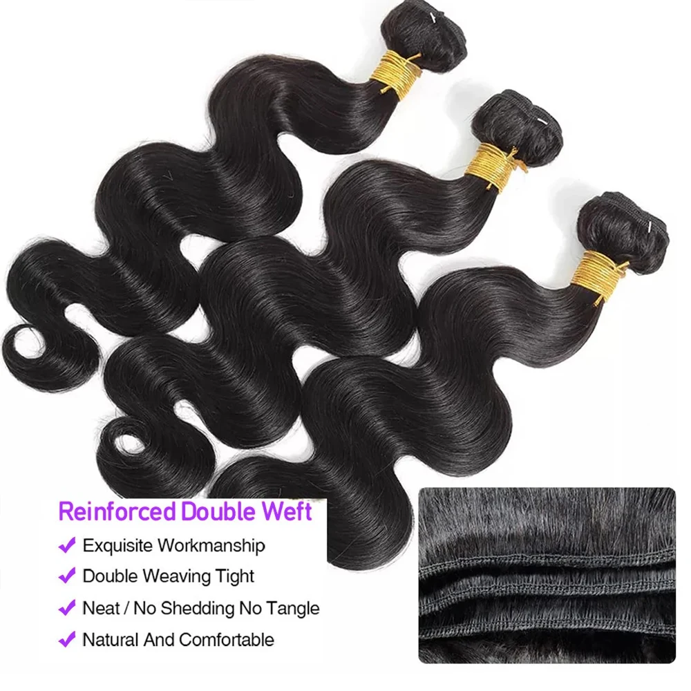 Body Wave Human Hair Bundles With 13x4 Frontal Brazilian Extensions With Frontal Human Hair Weave Extensions 3 Bundles Remy Hair