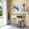 39in Stainless Steel Utility Sink, Outdoor Sink Station with Cabinet 6