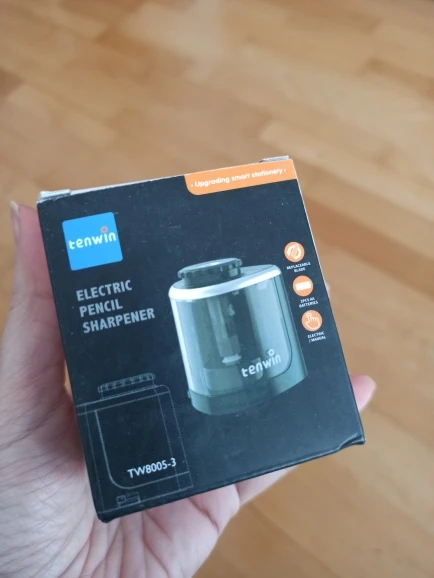Sacapuntas eléctrico de escritorio, sacapuntas automático adecuado para lápices (6-8mm) para estudiantes, escuela, oficina, papelería photo review
