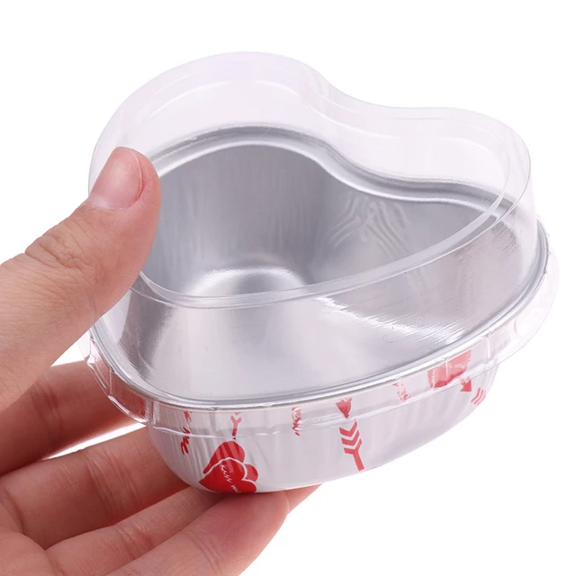 10pcs Heart-shaped Cake Pan With Lid For Baking Cake Cup