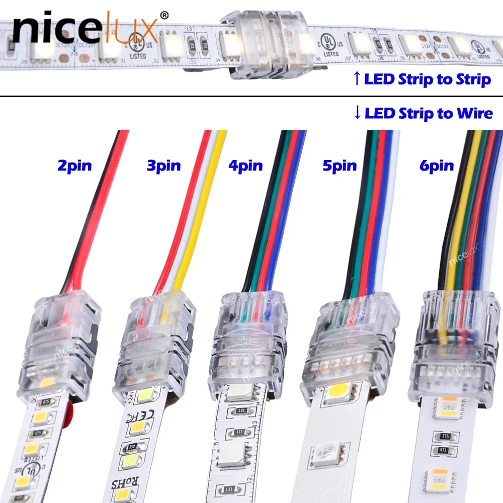 

5pcs 2pin 3pin 4pin 5pin 6pin LED Strips Connector for RGB RGBW RGBWW 3528 5050 LED Strip Light Wire Connection Terminal Splice