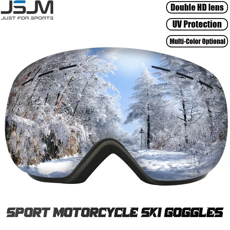 JSJM New Ski Goggles Men Women Double Layers Anti-Fog Big Ski Mask UV400 Glasses Protection Skiing Winter Snow Snowboard Goggles