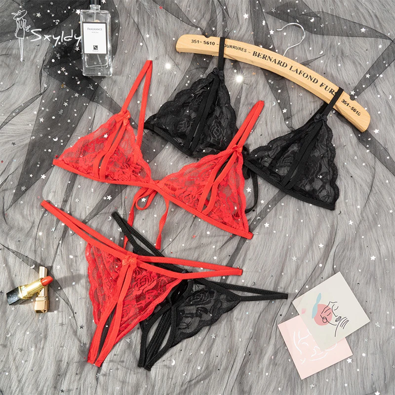 Women Lingerie Sets Sexy Babydoll Costumes Open Bra Crotch Lace Transparent Underwear