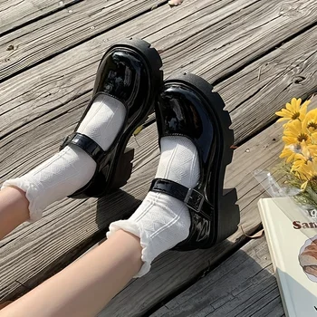 Lolita Shoes Women Japanese Mary Jane Shoes Women Vintage Girls Students JK Uniform High Heel Platform Shoes Cosplay Plus Size 1