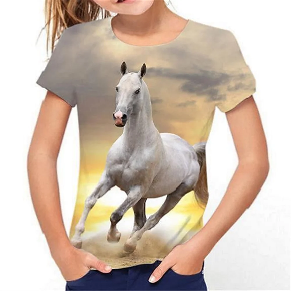 Abbigliamento per bambini maglietta per cavallo ragazza 19 colori abbigliamento per ragazzi Junior t-Shirt 3d per ragazzo bambino Tshirt bambini da 9 a 12 anni coreano