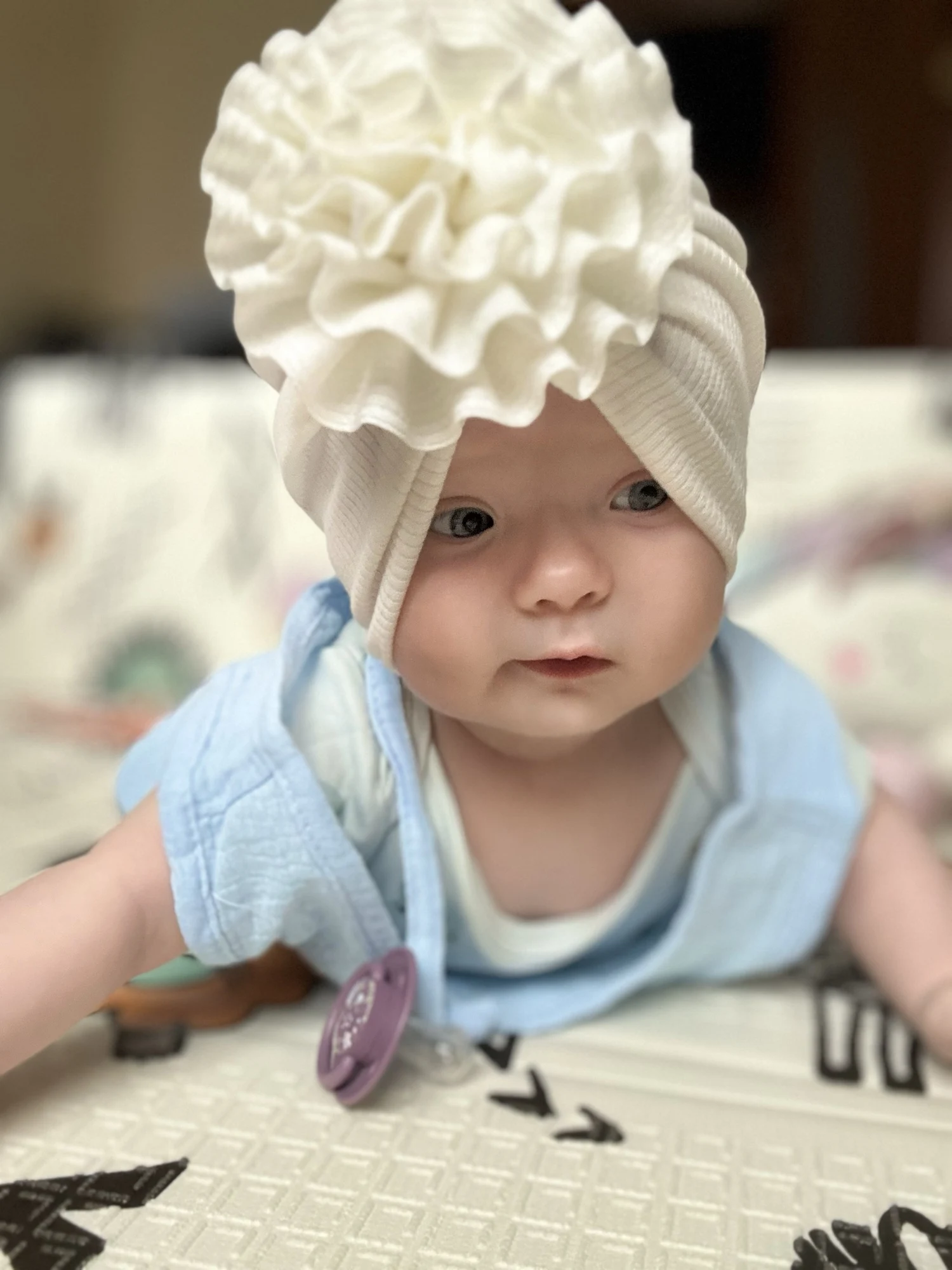 Big Blossom Flower Ribbed Turban Baby Cap photo review