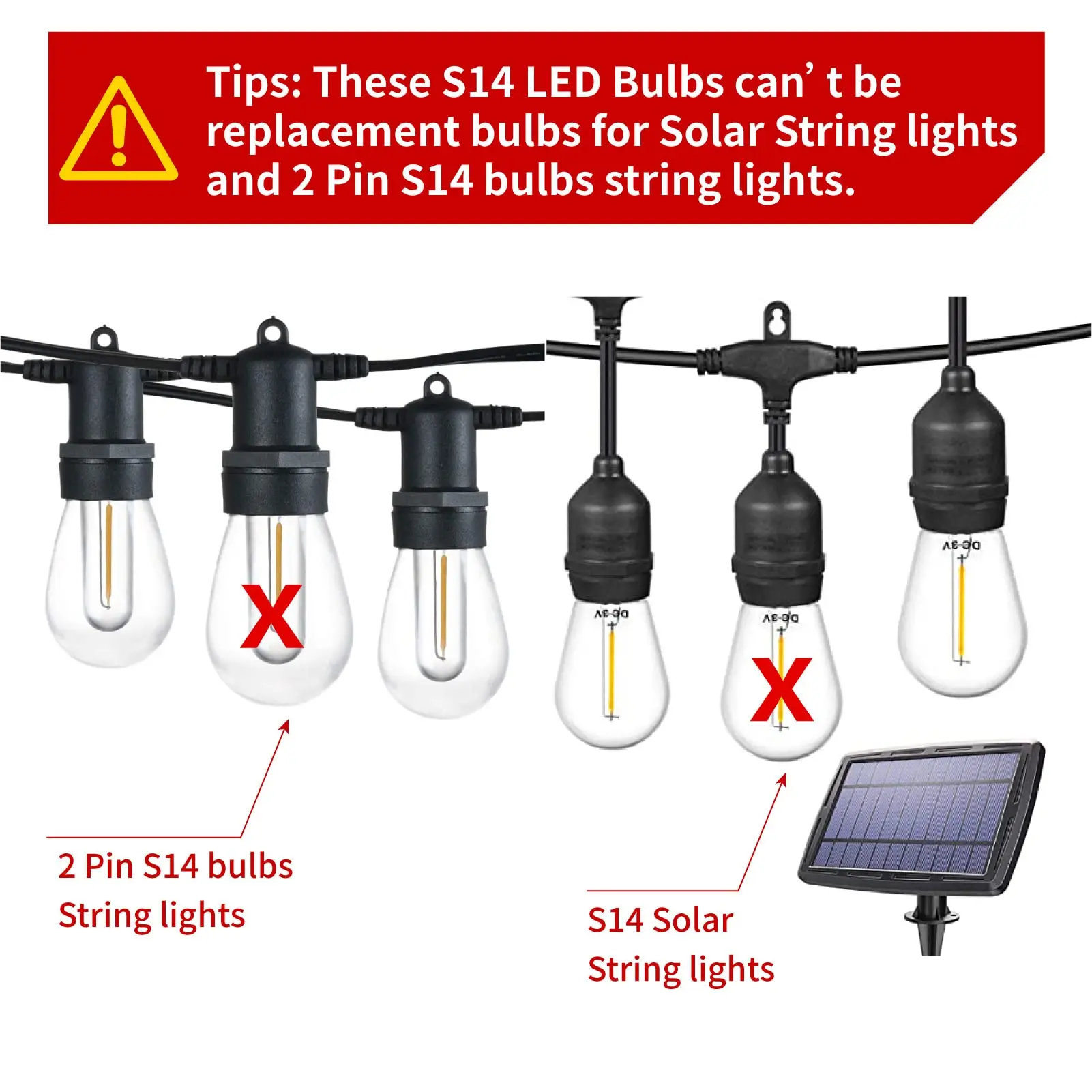 Ampoule led Filament E27 Spécial Lanterne Solaire - 3V - 2700K Ambrée –