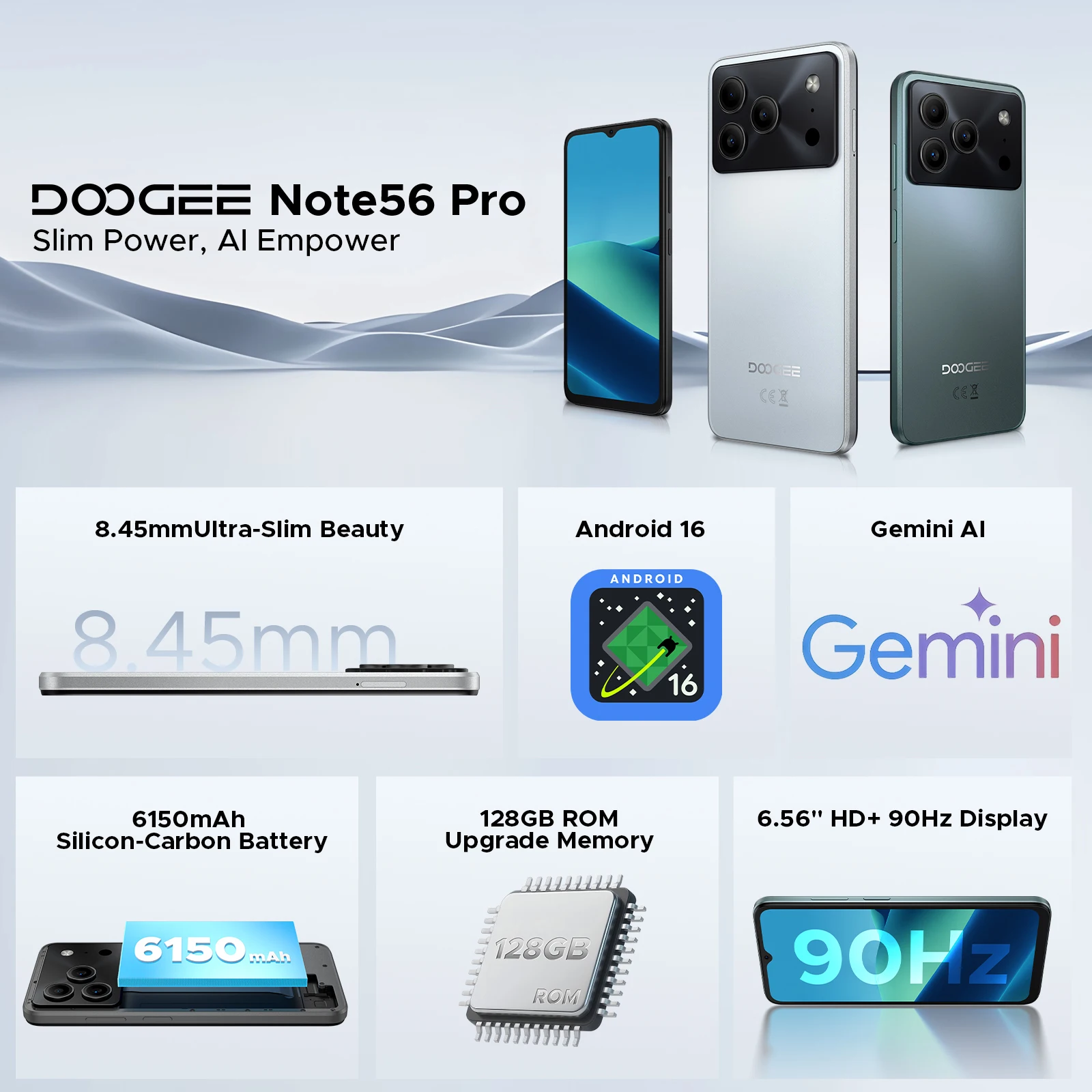 DOOGEE Note56 Pro Smartphone 32GB+128GB Android 16 6150mAh Battery