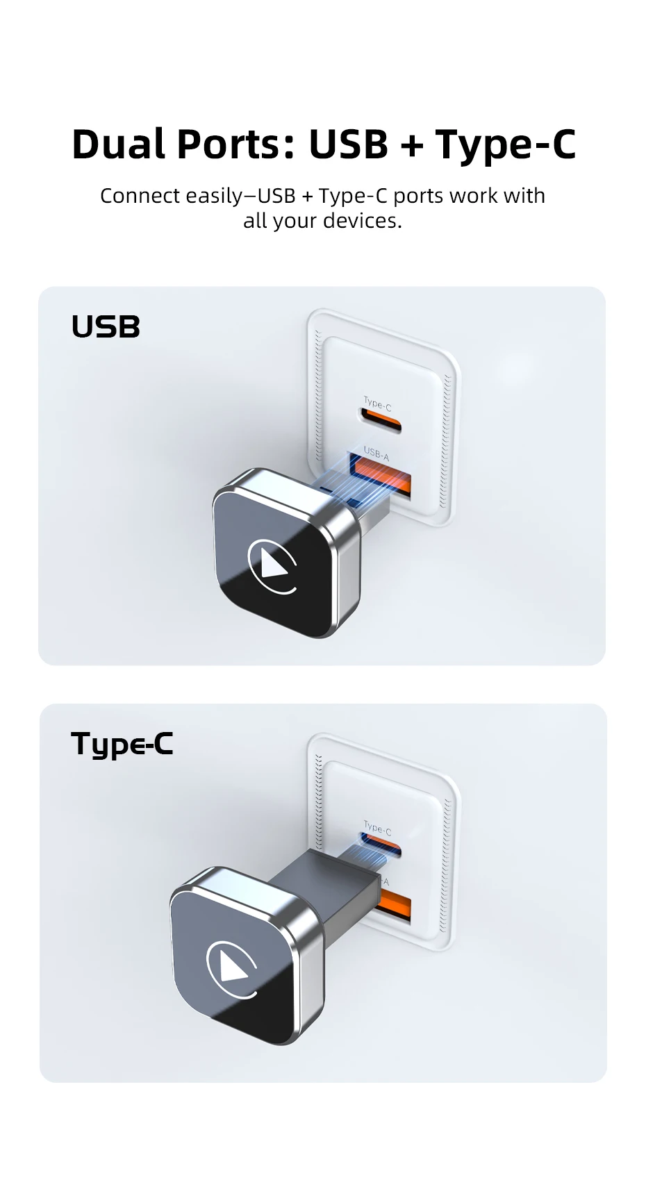 Wireless Carplay And Android Auto Adapter Usb And Usb C Port_voghion.com