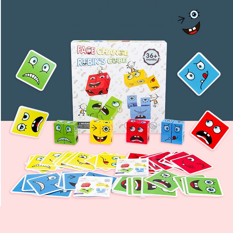Puzzle de Madera de Expresión Facial, Montessori Juegos Kit de Rompecabezas Juguete 16 Cubos 64 Cartas IQ Puzzle Regalo Navidad, Cubo Juguetes Educativos Niños 3+ años|Expresión y emoción| - AliExpress