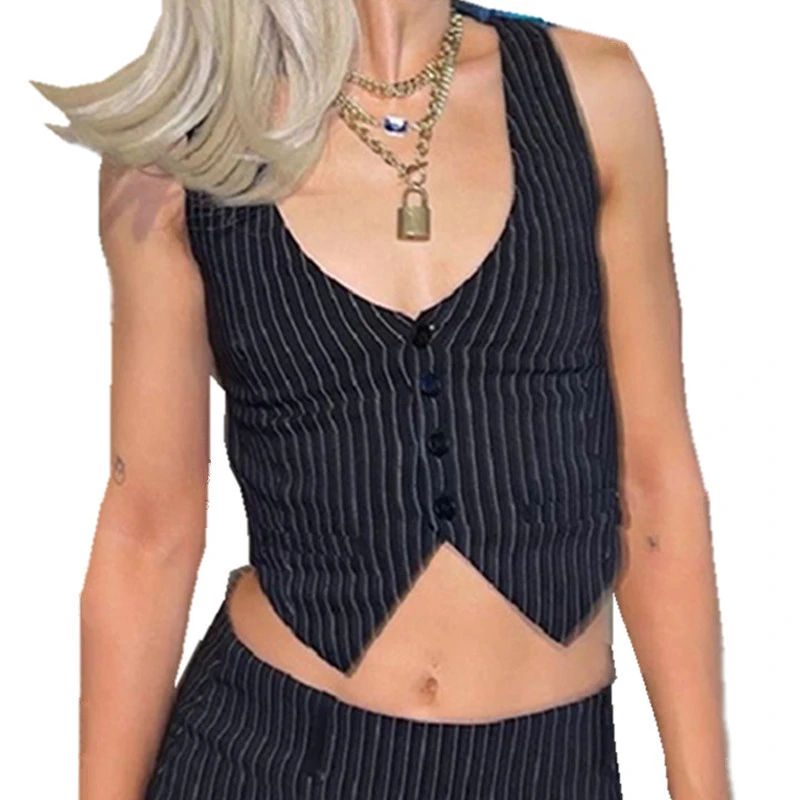 y2k PU Leather Vest Vintage Aesthetic Women V Neck Sleeveless Button Tank Tops 2000s Dark Academia Tshirt Waistcoat