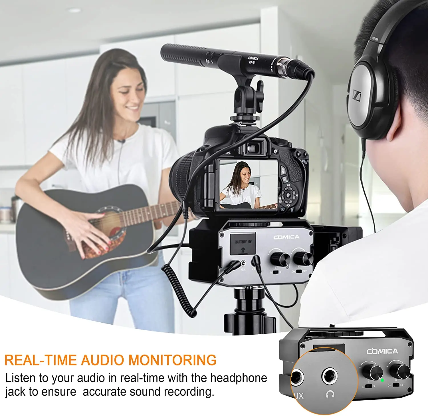 XLR Audio Mixer, COMICA CVM-AX3 Dual XLR/6.35mm/3.5mm Video Audio Mixer, Camera
