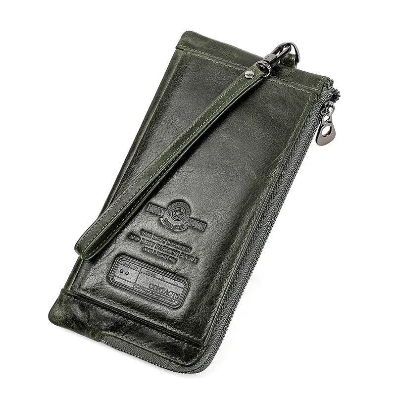 Contact's Genuine Leather Fashion Long Wallet Women RFID Card