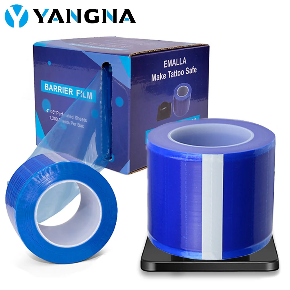 Emalla Barrier Film 1200 Sheets Blue Tattoo Surface Film Roll Tape
