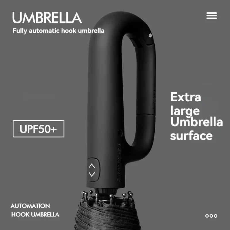 Extra-large Reinforced UV-resistant Windproof Rainproof Fully Automatic Rotating Buckle Folding Umbrella with Double Ribs