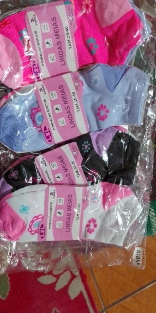 Kit 12 Pares Meias Feminina Multicolor Casual Cano Curto Cor Variados photo review