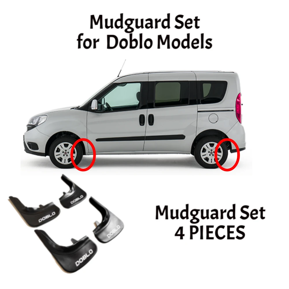 

Fender set Doblo Mud Flaps Car Decorations 4 Pieces Black External Accessories Easy Flexible Car Parts 4x4