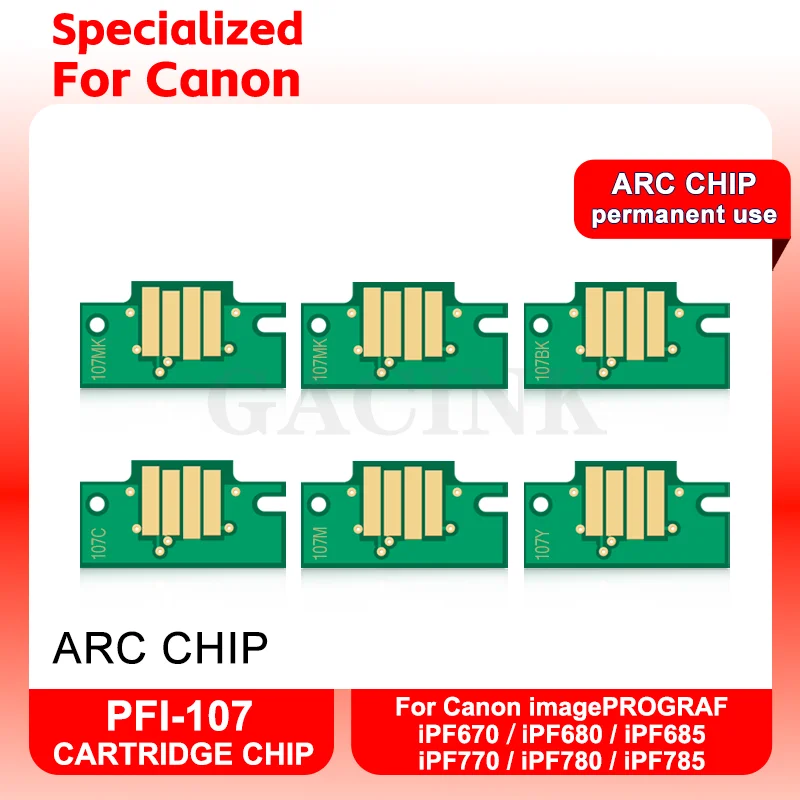 ARC Chip PFI107 PFI 107 PFI-107 Ink Cartridge for Canon IPF670 IPF680 IPF685 IPF770 IPF780 IPF785 IPF670 IPF770 Printer Chips cartridge chip