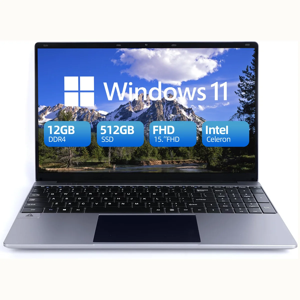 15.6 Inch Laptop 12GB DDR4 512GB SSD Intel N5095 Processor IPS Display 1080P Windows11 38000mAh Battery Business & Home Laptop