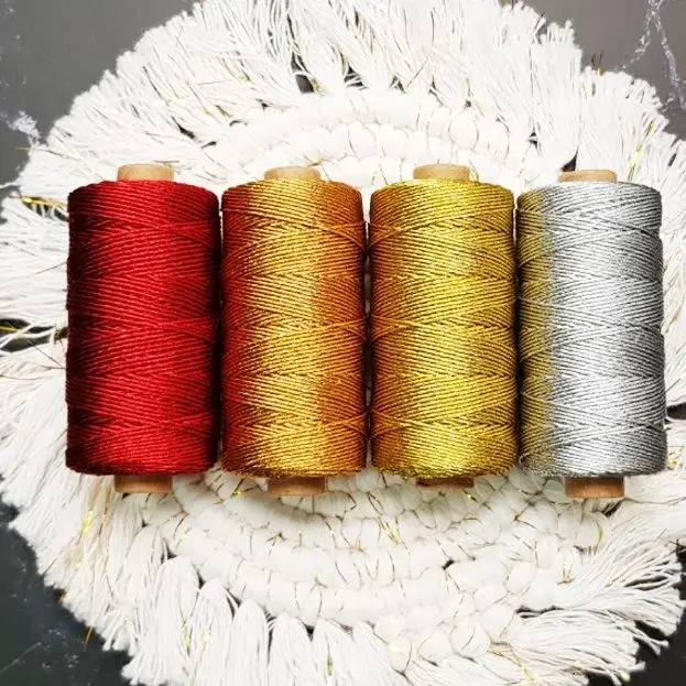 1.0mm Metallic Embroidery String Macrame Cord 3ply Twist Thread 100yards a Roll for Embroidery & Decoration 3