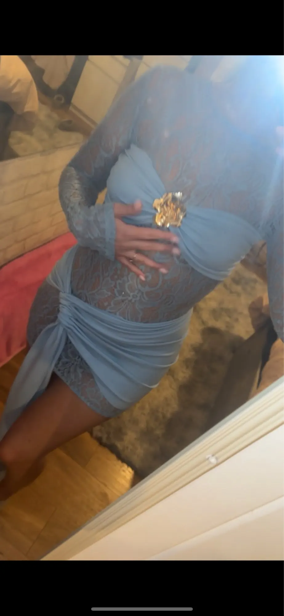 Nibber Irregular Print Dress Women Autumn Trend Sexy See Through Lace-Up Ruffled Cuff Tassel Stretch Nightout Party Clubwear