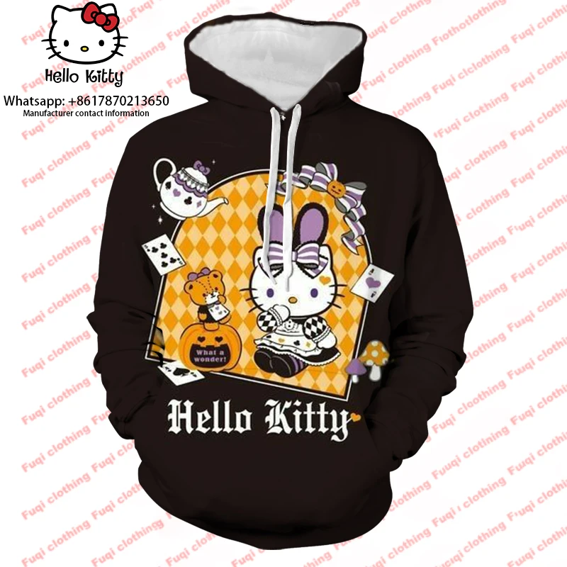 

Hello Kitty Hoodie Women's Kawaii Cartoon Graphic Hoodie Fashion Street Anime Unisex Korean Sweatshirt Women