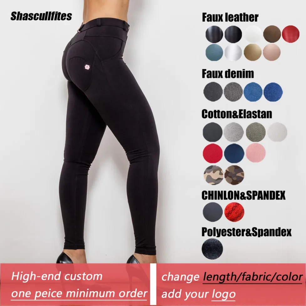 

Shascullfites Tailored Casual Women's Leggings Slim Tight-Fitting Middle Waist Pants Solid Black Color Pant
