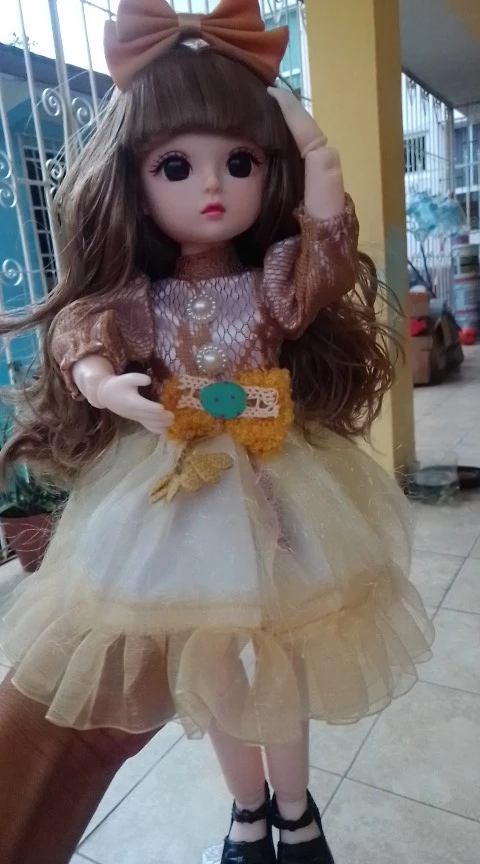 30cm Bjd Doll 12 Moveable Joints 1/6 Girl's Dress 3D Brown Eyes Toy with Clothes Shoes Kids Toys for Girl Children Gift photo review