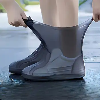 3pairs Rubber Rain Boot Covers, Silicone Waterproof Shoe Covers, Reusable Shoe Protectors For Rainy Days 1
