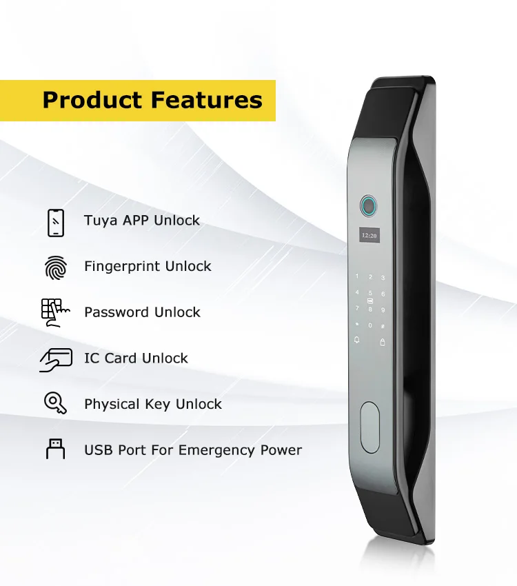 Waterpoof Tuya Wifi Fingerprint Smart Automatic Door Lock Password Nfc Card With