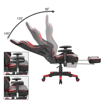 Gaming Chair with Footrest Racing Swivel Desk Office Chair 2