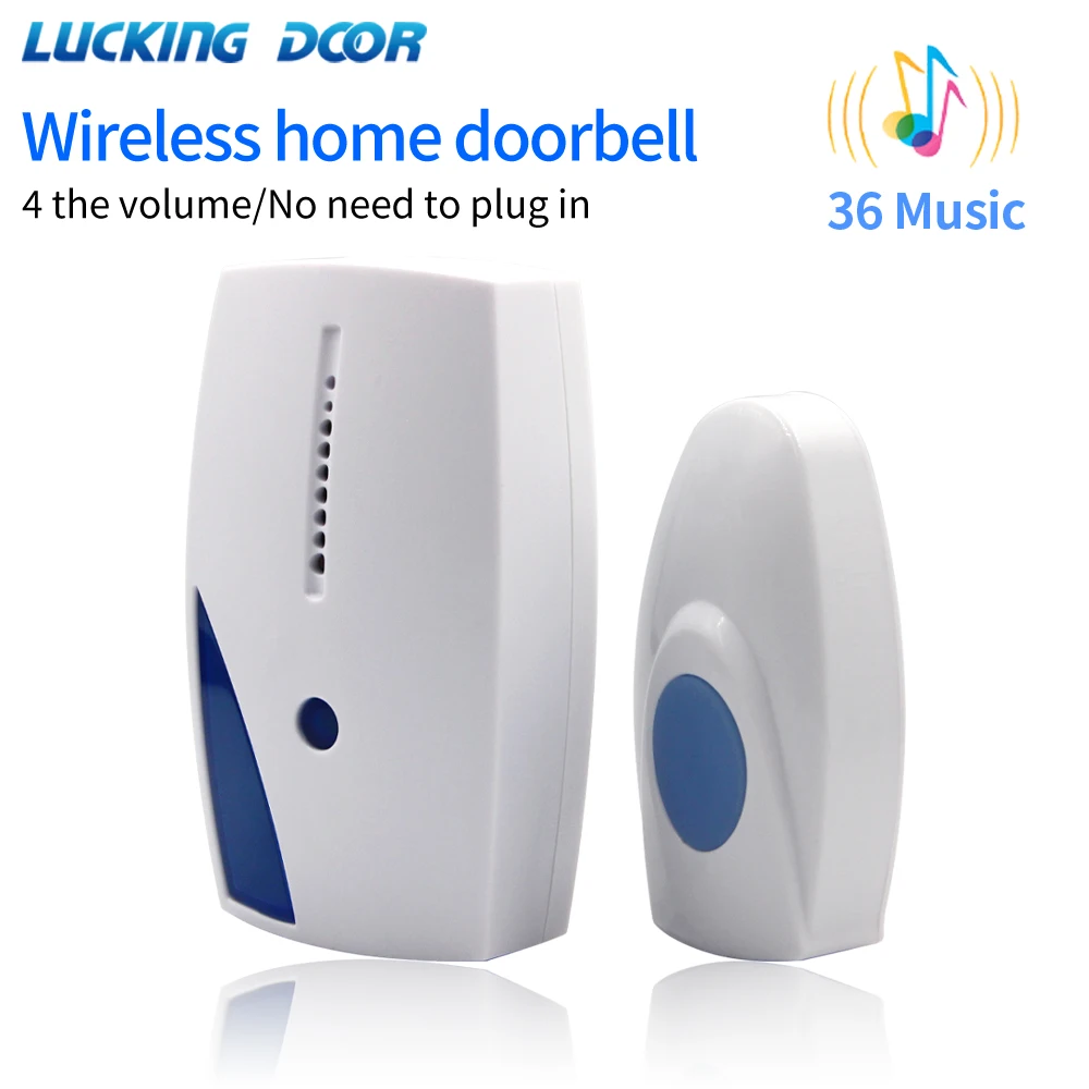 LED Wireless Household Doorbell Volume Adjustable Office Door Bell 32 Tune  Songs