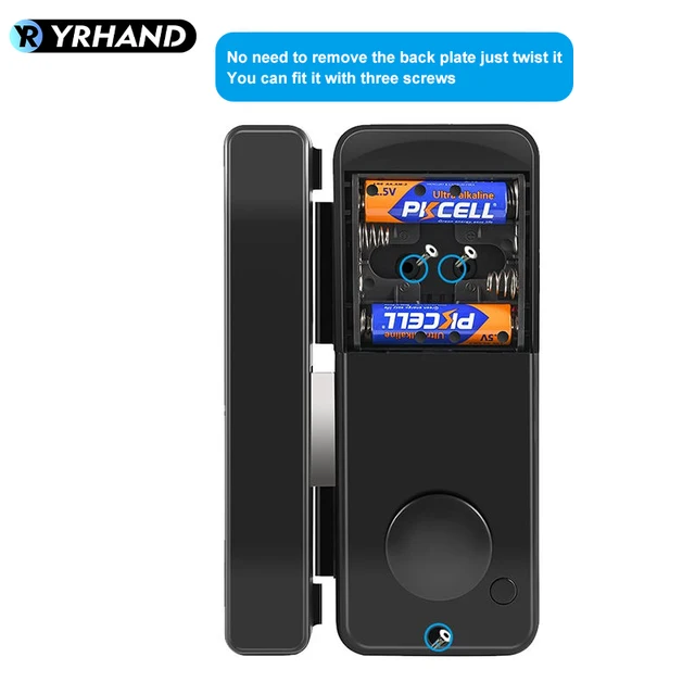 YRHAND Automatic tuya app Keyless Entry fingerprint Glass Smart Hook Lock with key For office framess Sliding Door 4