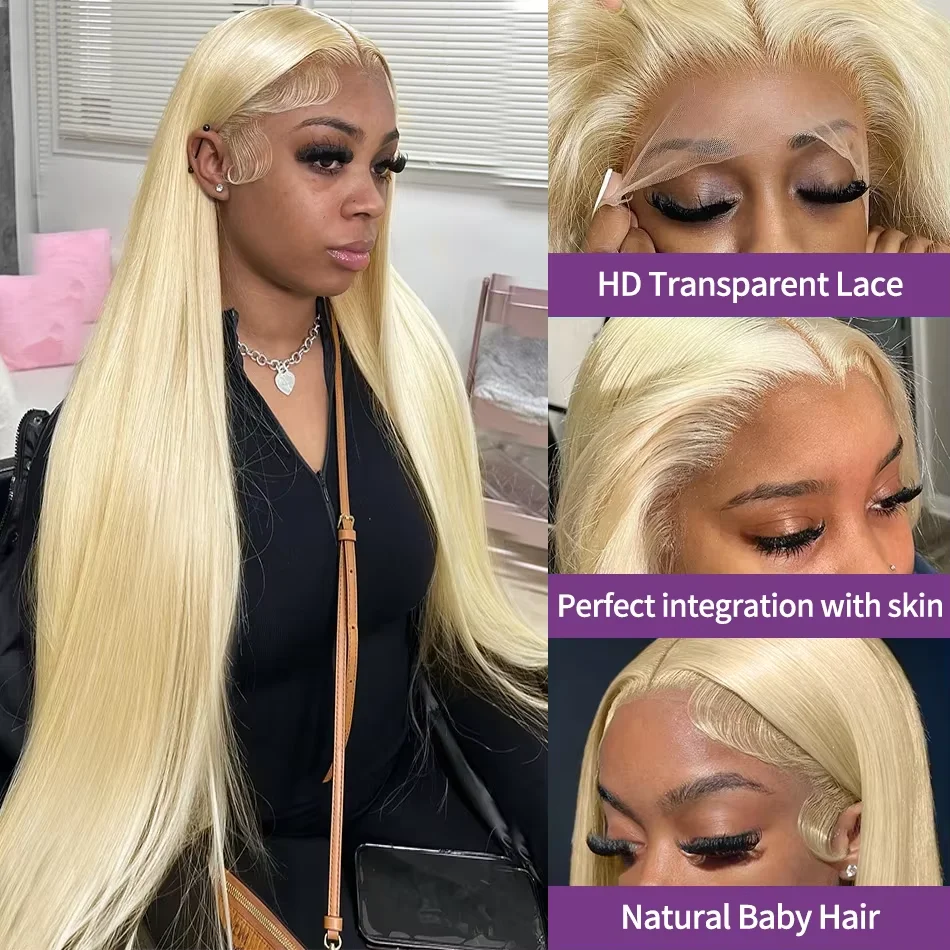 Honey Blonde 613 HD 200% 13X6 Straight Lace Front Human Hair Wigs 40 Inches 13X4 Lace Frontal Wigs