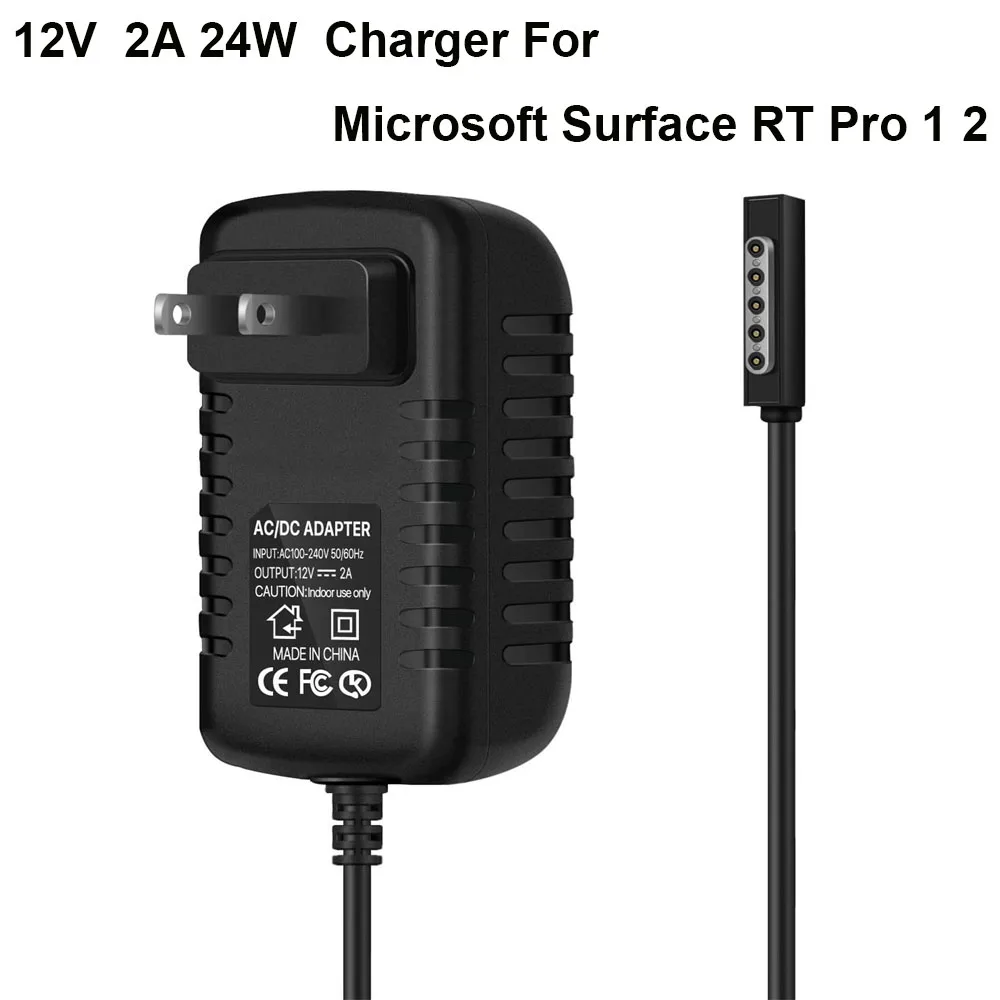 Caricabatterie Surface Rt Adattatore Per Caricabatterie Ca Sostitutivo Da 24W 12V 2A Compatibile Con Tablet Windows Microsoft Surface Rt Pro 1 2 Da 10