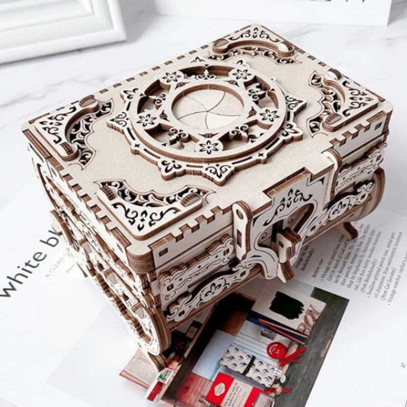 

3D Wooden Puzzle Box Assembling Wooden Mechanical Model Block Kit Jewelry Box Jigsaw Hobby Creative Teens Kid Christmas Gift