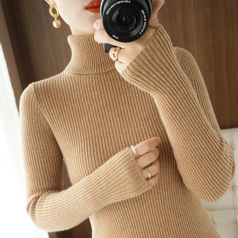 

Women's Turtleneck Sweater Pure Color Loose 2023 New Trending SweaterAutumn Winter Pullover Korean Fashion Ladies Top Knitwear