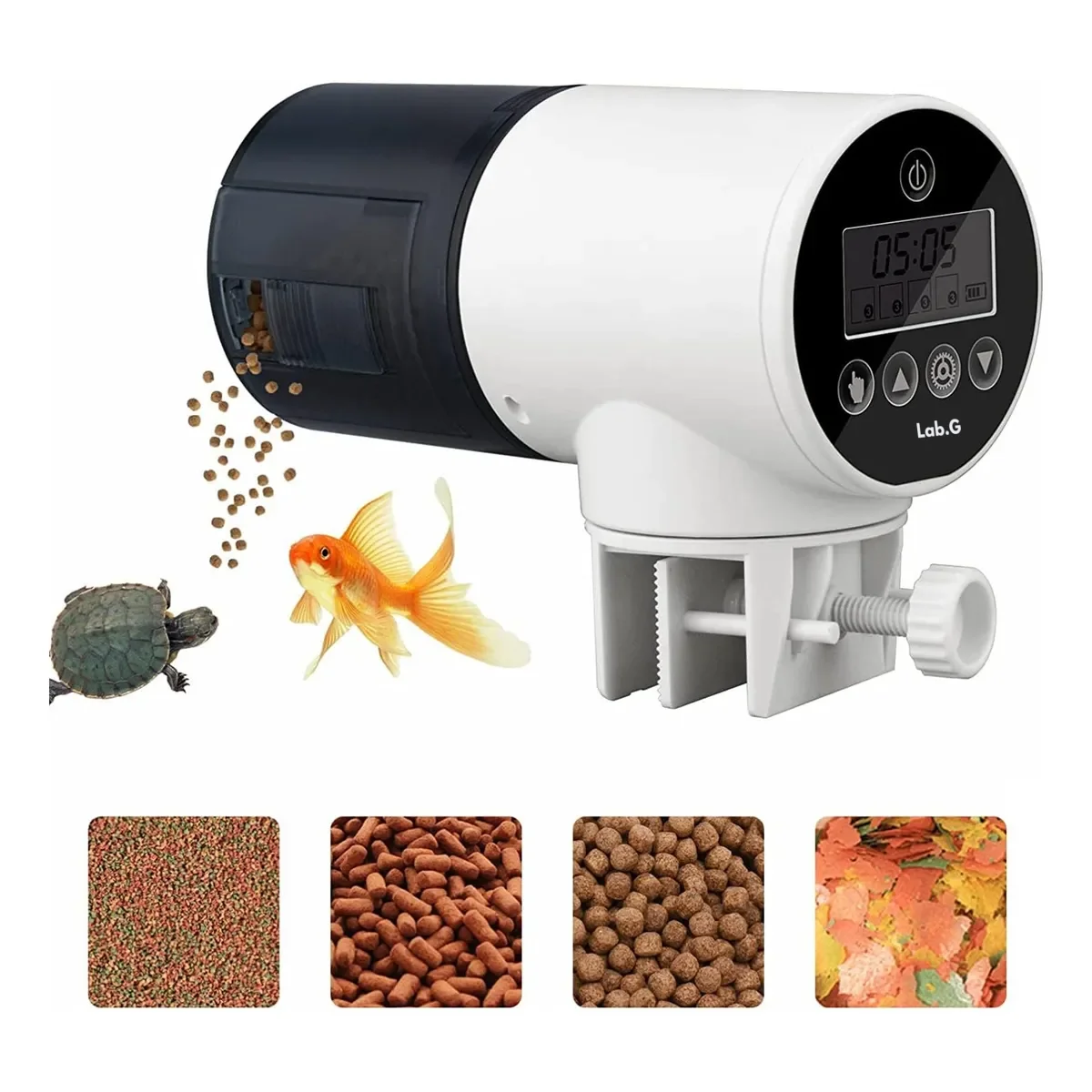 Alimentador Dispensador Automático De Peces Capacidad 200ml Blanco/Negro LAB.G