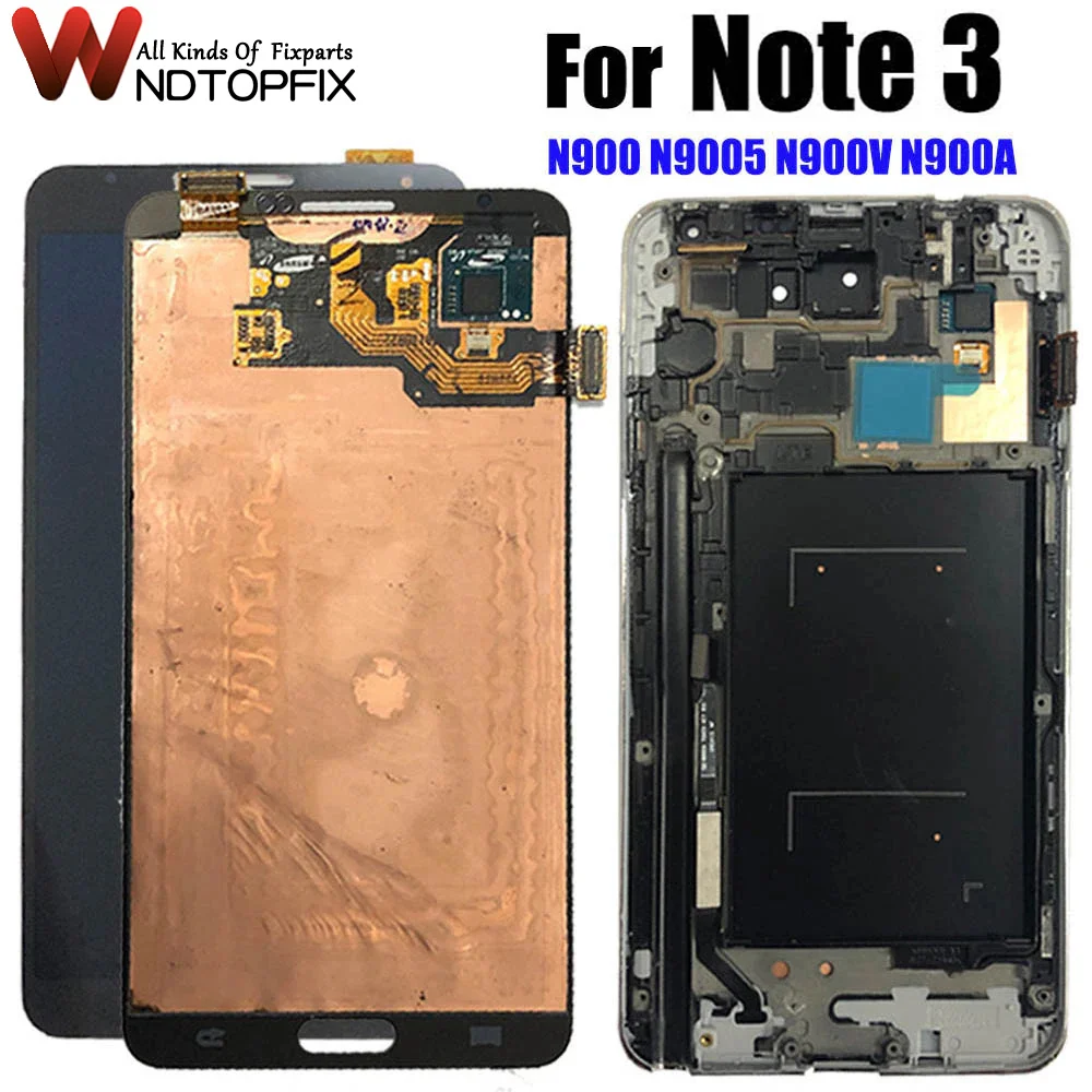 

Super AMOLED For Samsung Galaxy Note 3 LCD N900 N9005 N900A N900V n900w8 LCD Display Touch Screen Digitizer Assembly With Frame