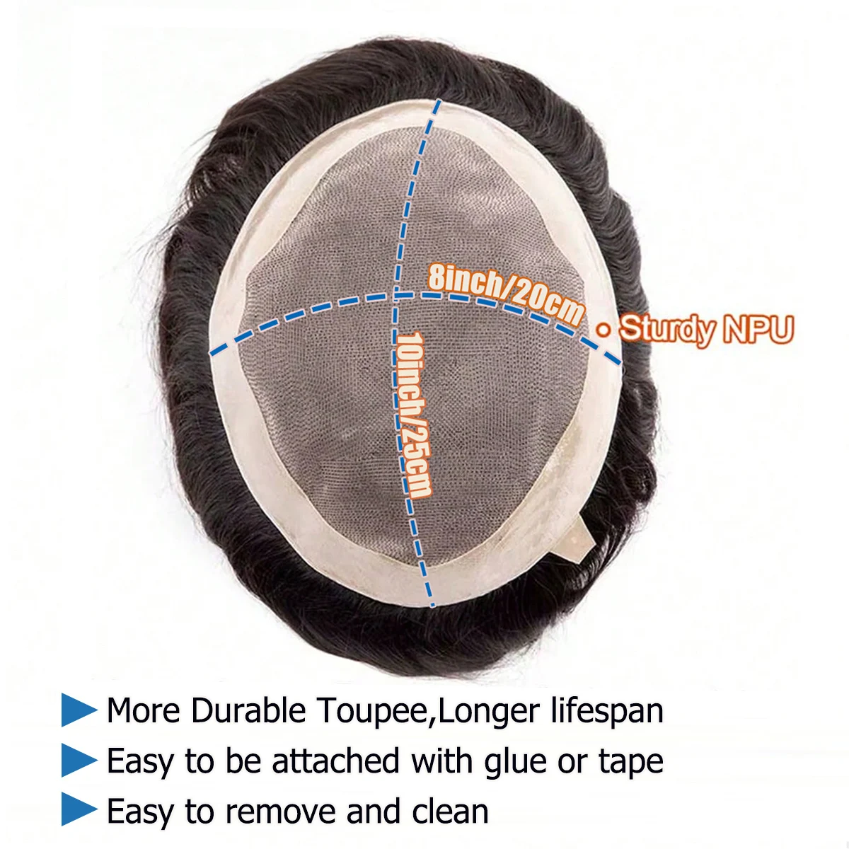 Toupet Fine Mono per Uomo in Capelli Umani Veri, Sistema Capillare Durevole per Uomini, Protesi Capillare Traspirante con Bordo in PU, Soluzione per la Perdita di Capelli Maschile - immagine 4