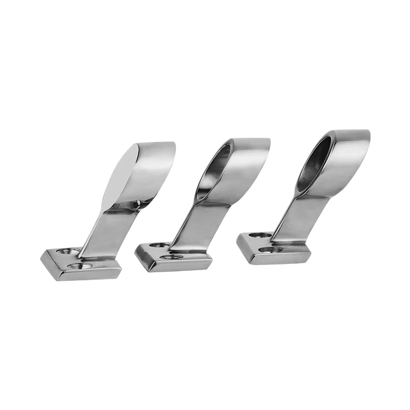 Pair Of 316 Stainless Steel Marine Stanchion Hand Rail Fittings | 60° Angle For 7/8" OD Tube, Left-Front Mount