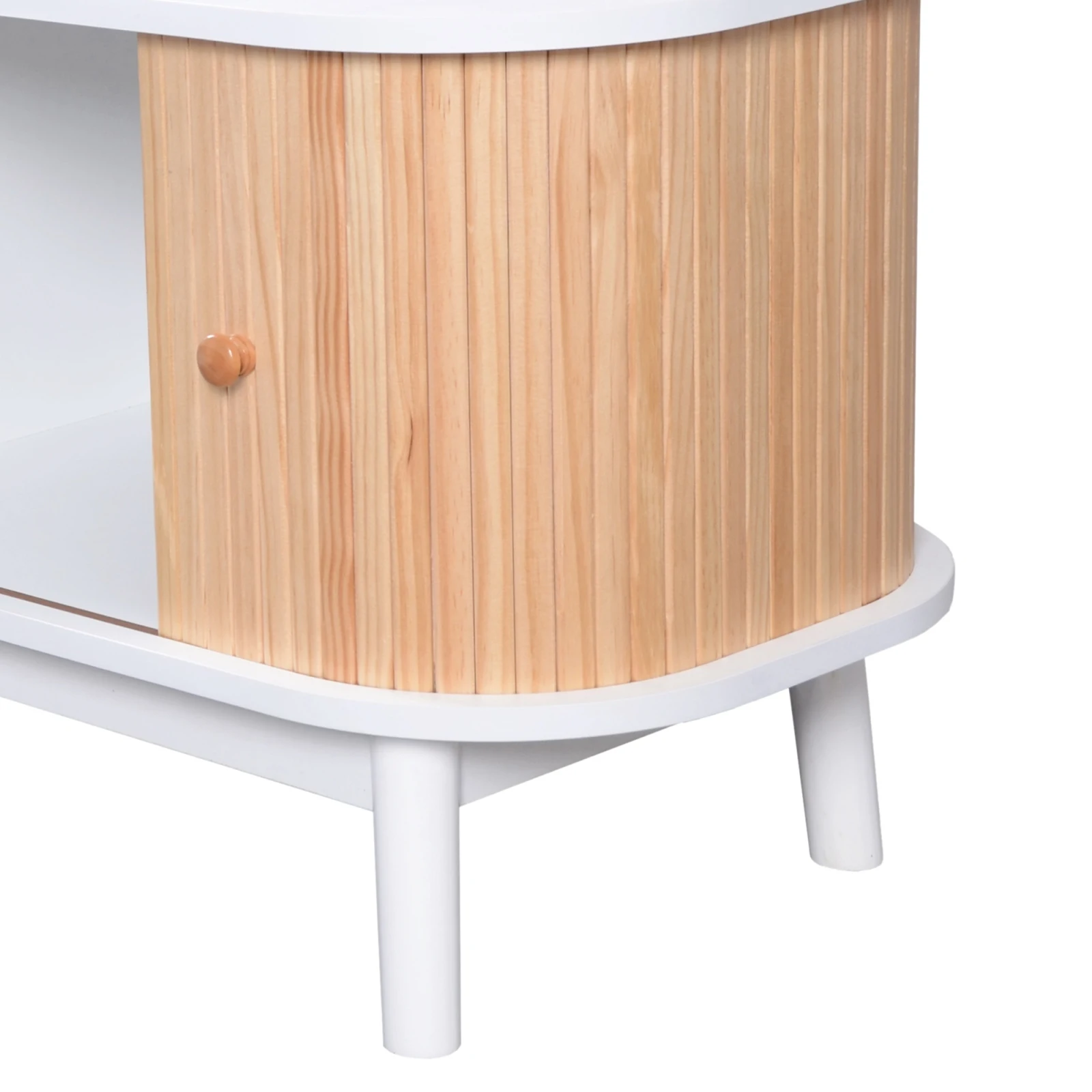 Rosahqnda TV-Schrank-Natürlicher Holz-Blend TV-Schrank mit Türen und Schubladen. TV-Ständer mit Rattanseiten,170 x 46 x 39.5 cm – Detail 7