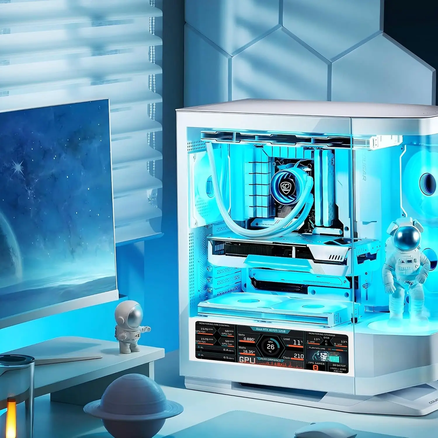 Wisecoco 11.3인치 보조 화면 1920*440 IPS LCD 모니터 USB 타입-C 디스플레이 PC 노트북용 Aida64 DIY 윈도우 10/11 전용