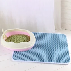 Cat Litter Mat - Waterproof, Urine-Proof, Honeycomb Design, Double-Layer, Skid-Resistant, Soft EVA Material - 30x30CM (Blue)