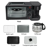 Station de petit-déjeuner multifonctionnelle 3-en-1 avec four de 9 L et cafetière isotherme de 600 ml, contrôle indépendant, appareil de cuisine 6